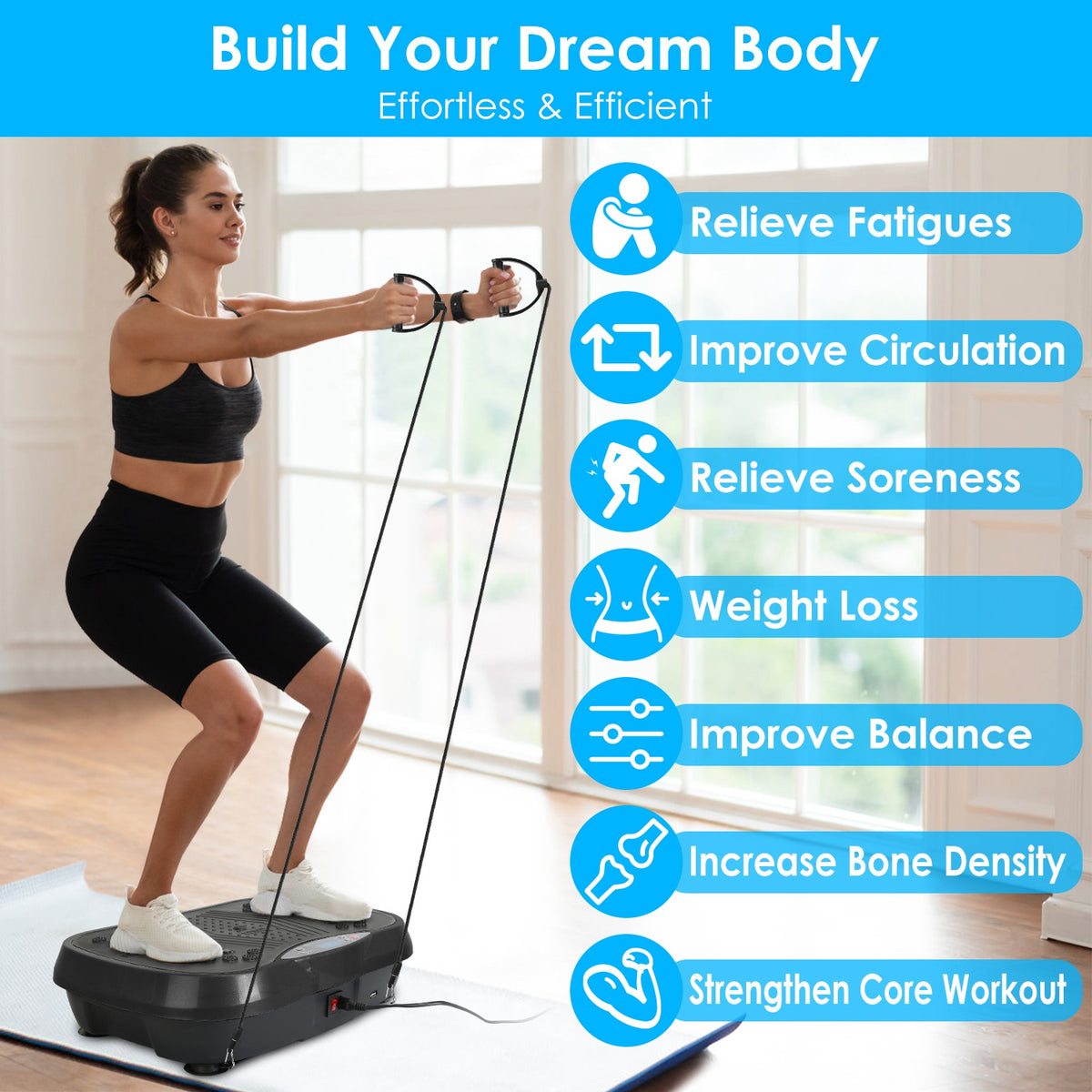 NOVA™ Vibration Plate Exercise Machine – 120 Speeds, Remote, Resistance Bands & Wireless Music