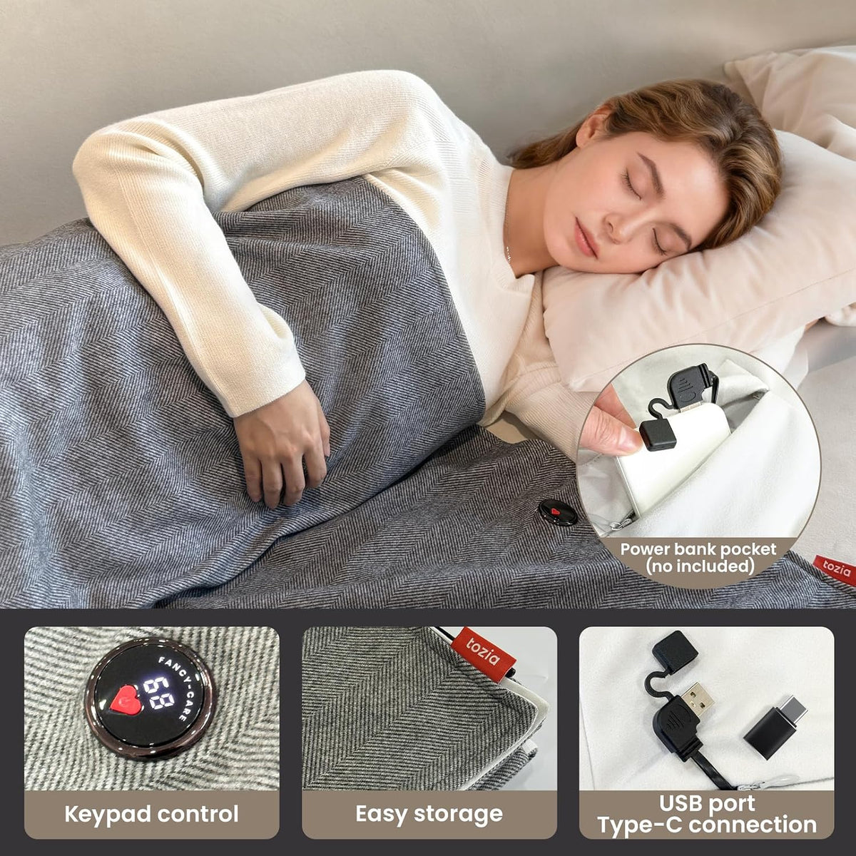 USB Heated Blanket Shawl - 3 Heating Levels