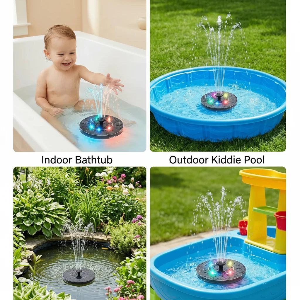 Solar Fountain Toy with Color LED Lights