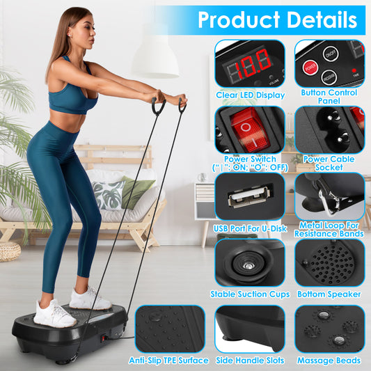 NOVA™ Vibration Plate Exercise Machine – 120 Speeds, Remote, Resistance Bands & Wireless Music