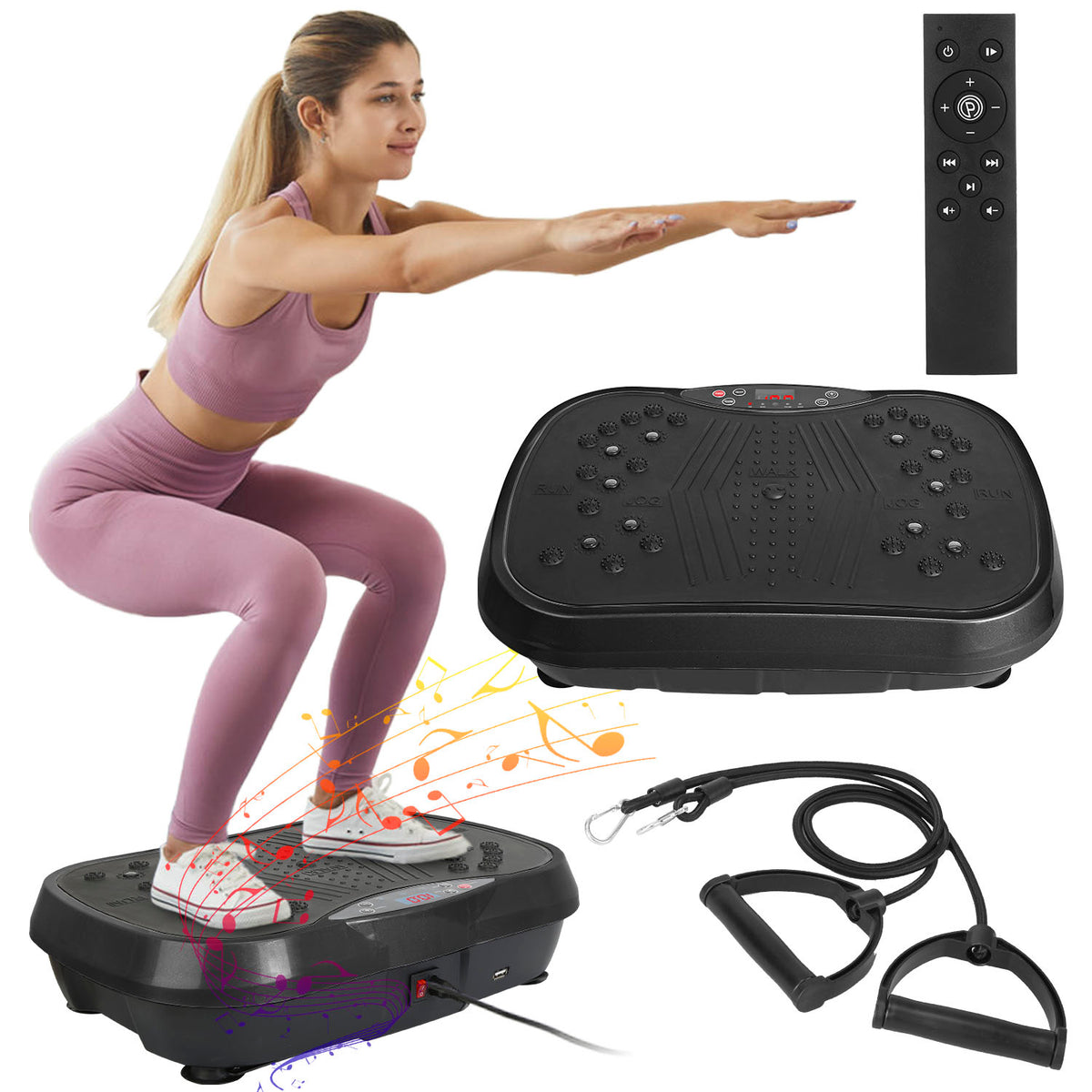 NOVA™ Vibration Plate Exercise Machine – 120 Speeds, Remote, Resistance Bands & Wireless Music