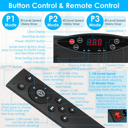 NOVA™ Vibration Plate Exercise Machine – 120 Speeds, Remote, Resistance Bands & Wireless Music