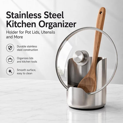 2-in-1 Stainless Steel Utensil Holder & Spoon Rest