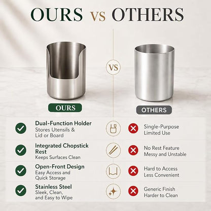 2-in-1 Stainless Steel Utensil Holder & Spoon Rest