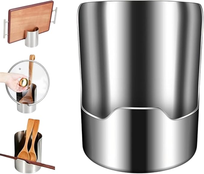 2-in-1 Stainless Steel Utensil Holder & Spoon Rest