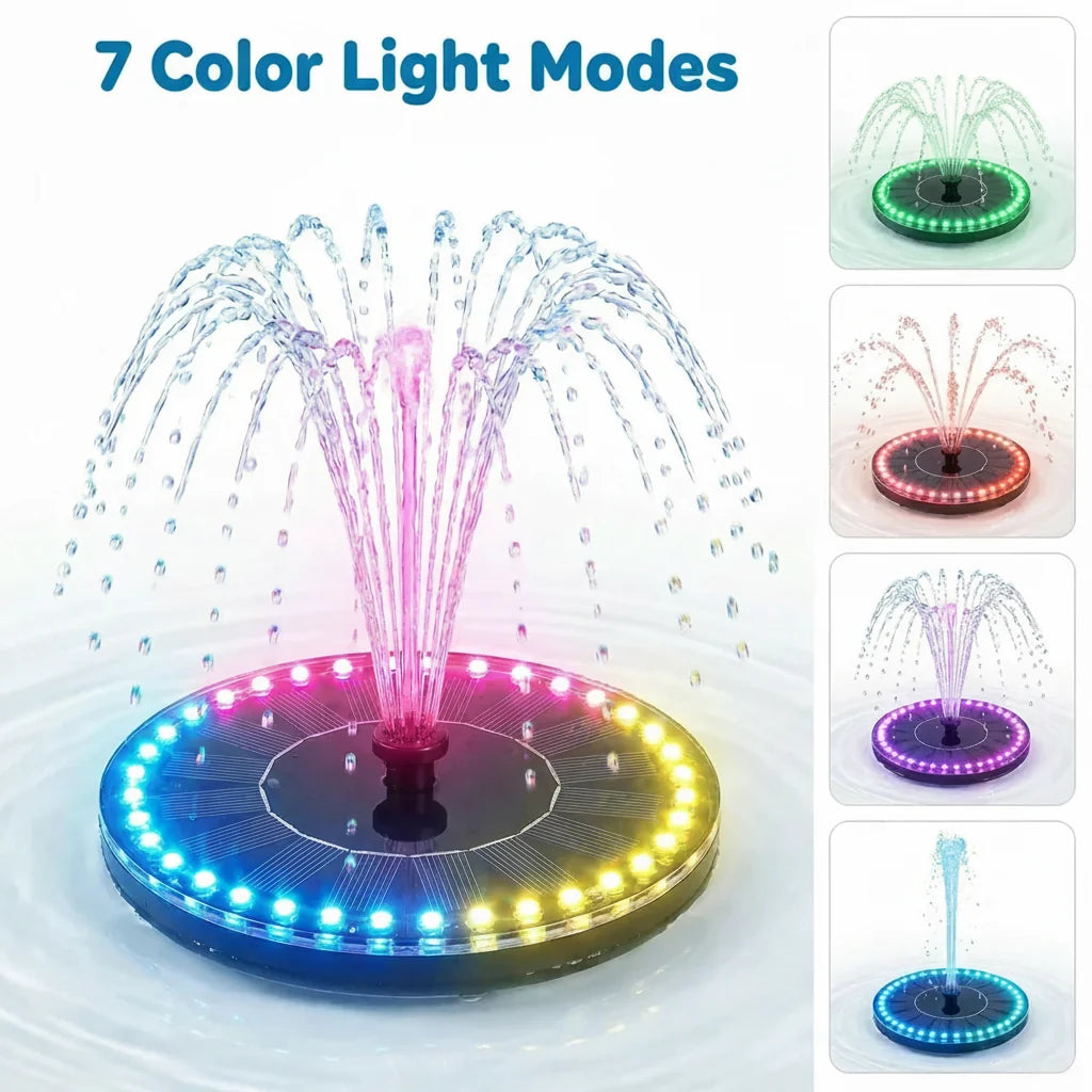 Solar Fountain Toy with Color LED Lights
