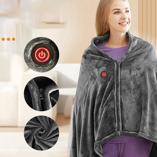 USB Heated Blanket Shawl - 3 Heating Levels