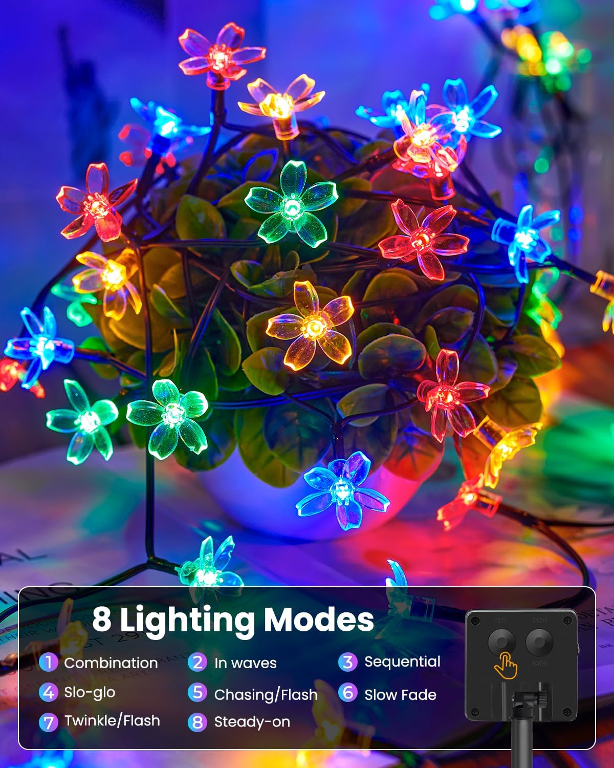 Brightown 60 LED Solar Flower String Lights