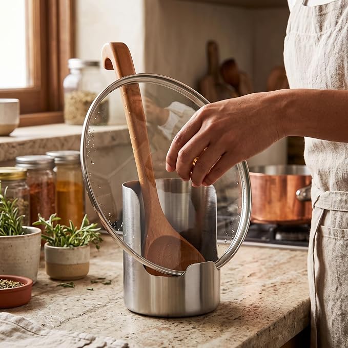 2-in-1 Stainless Steel Utensil Holder & Spoon Rest