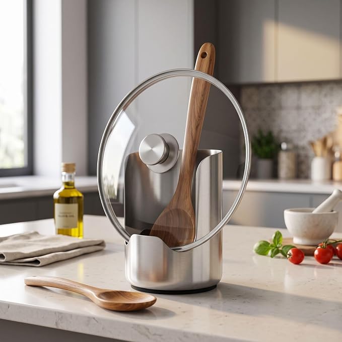2-in-1 Stainless Steel Utensil Holder & Spoon Rest