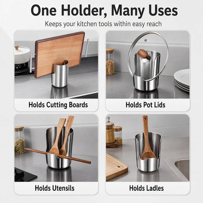 2-in-1 Stainless Steel Utensil Holder & Spoon Rest