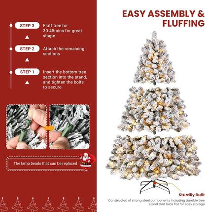 Snow Flocked Spruce Pre-lit Artificial Christmas Tree