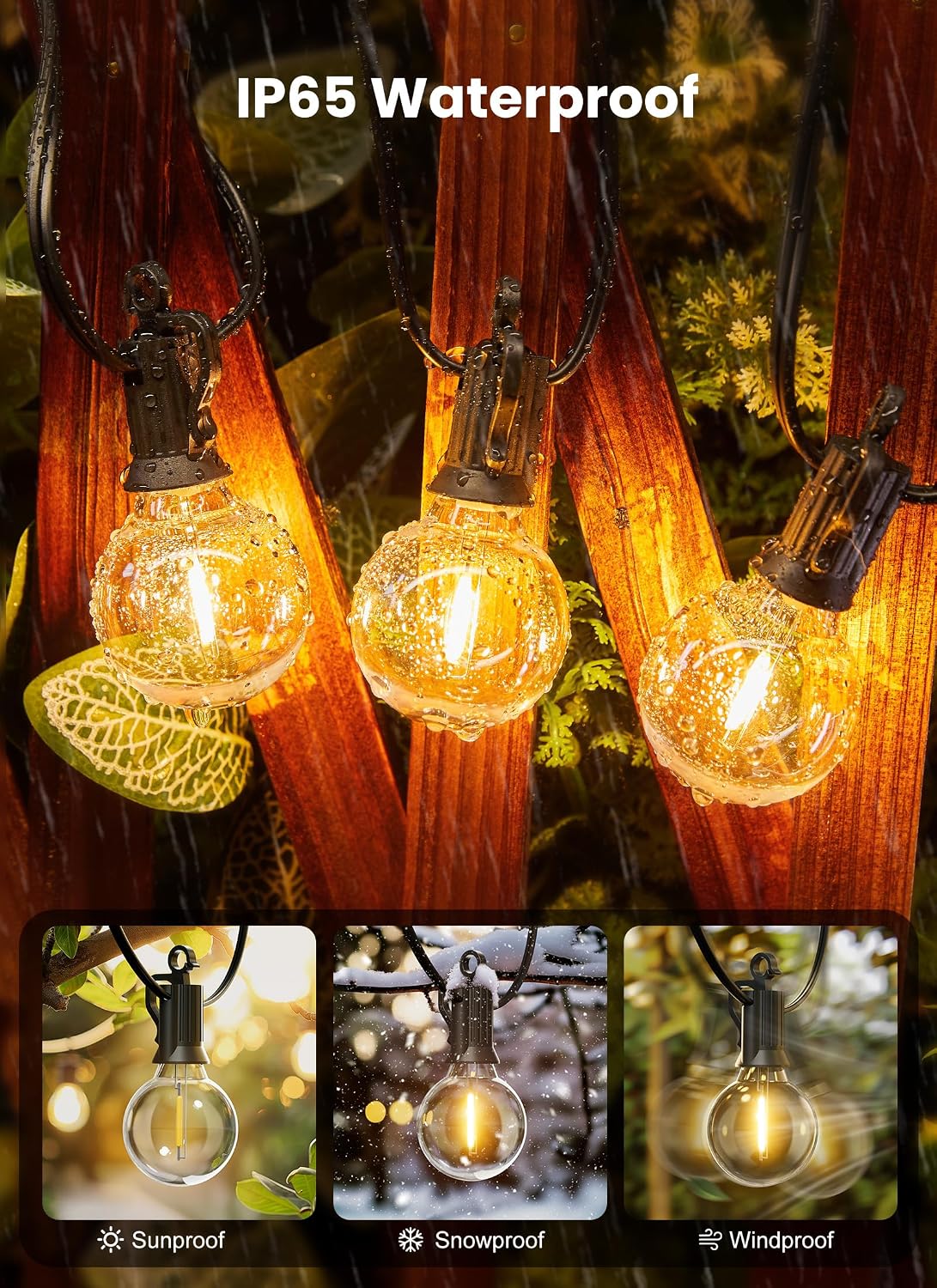 Outdoor String  Waterproof Patio Lights ( 50FT - 50 Bulbs )