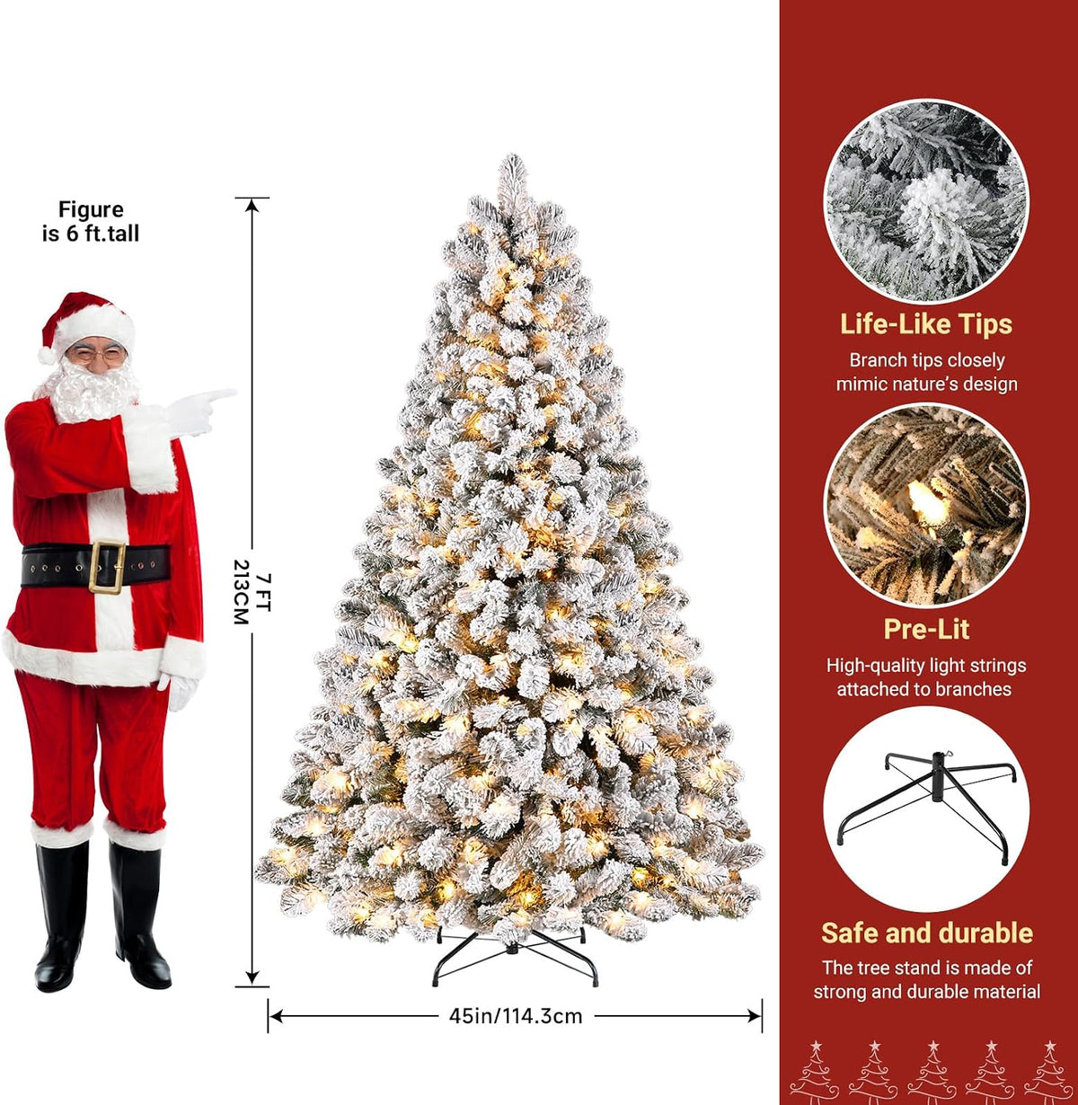 Snow Flocked Spruce Pre-lit Artificial Christmas Tree