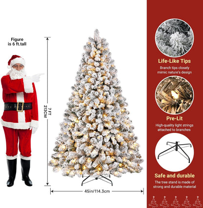 Snow Flocked Spruce Pre-lit Artificial Christmas Tree
