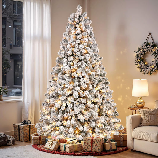 Snow Flocked Spruce Pre-lit Artificial Christmas Tree