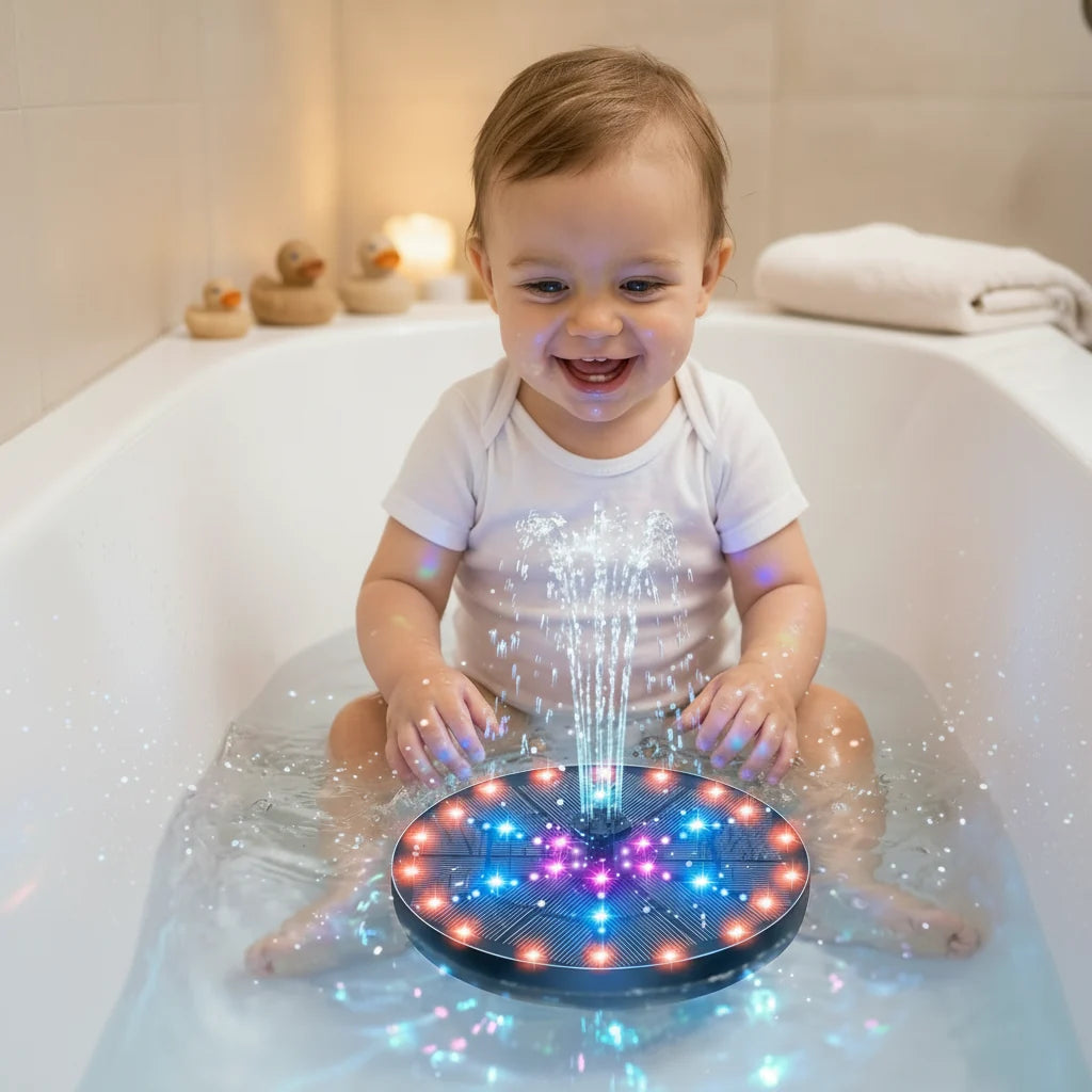 Solar Fountain Toy with Color LED Lights