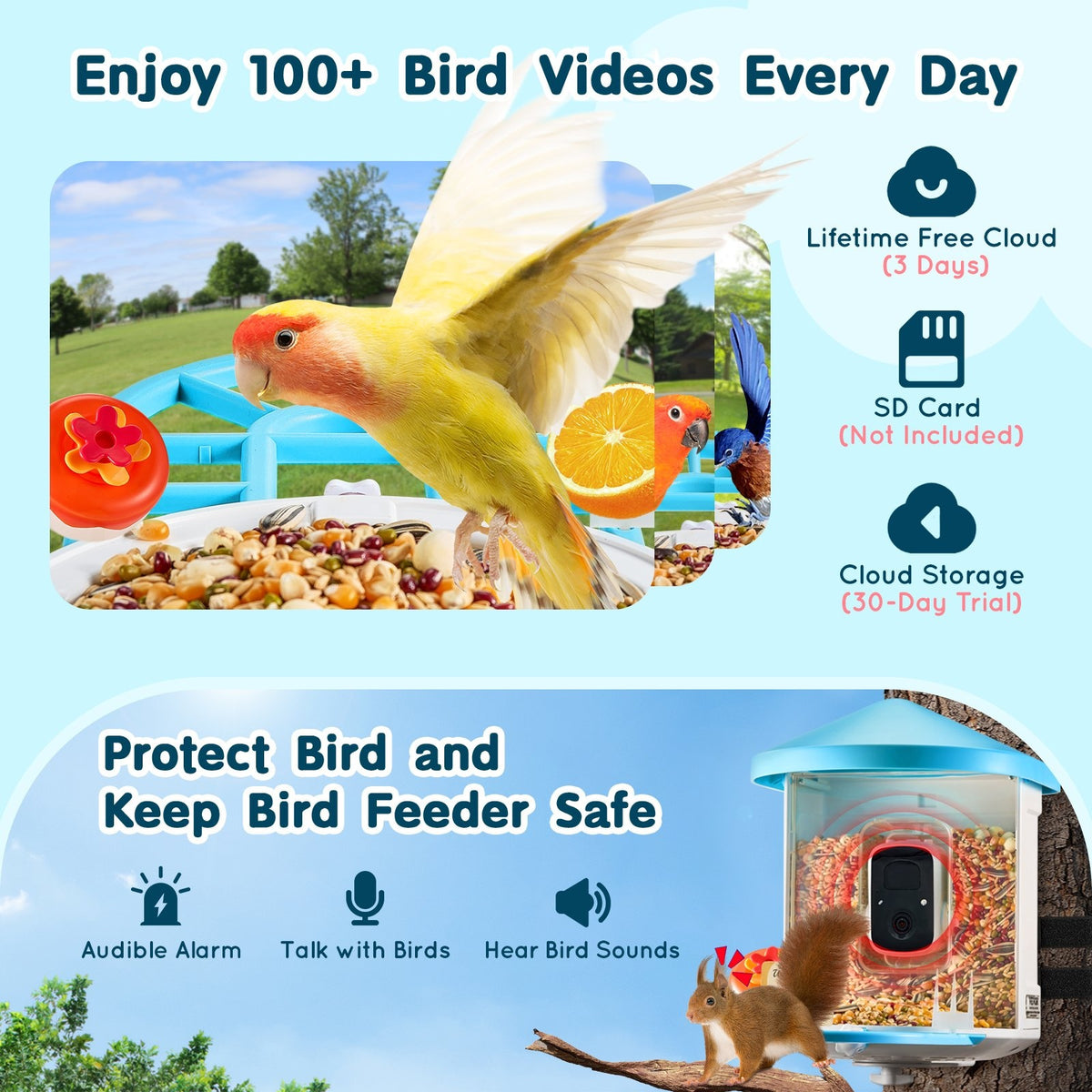 NOVA™ Smart Bird Feeder with AI Camera – Solar Powered, 2K HD