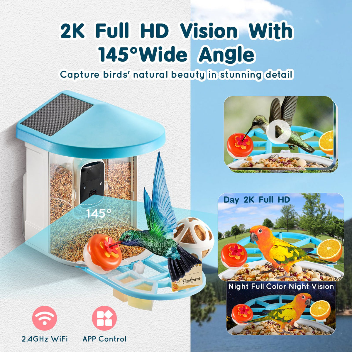 NOVA™ Smart Bird Feeder with AI Camera – Solar Powered, 2K HD