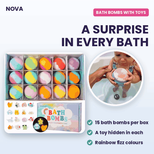 Bath Bombs for Kids with Toys Inside (15 pcs)